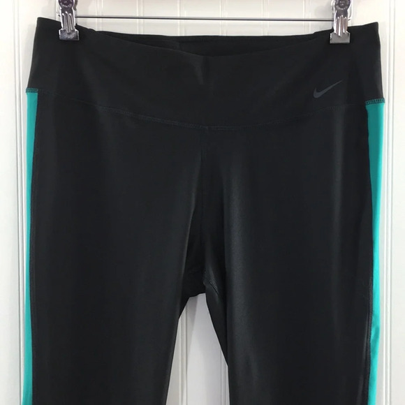 Nike Dri Fit Black Green Power Training Poly Tight - Picture 2 of 12